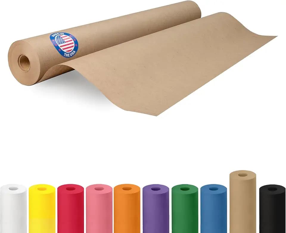 Brown Paper Roll 24" x 1200" (100 feet) - USA-Made Thick Kraft Paper Roll 50lb Thickness for Packing, Moving, Shipping & Crafts/Arts - 100% Recycled Natural Craft Wrapping Material by IDL Packaging