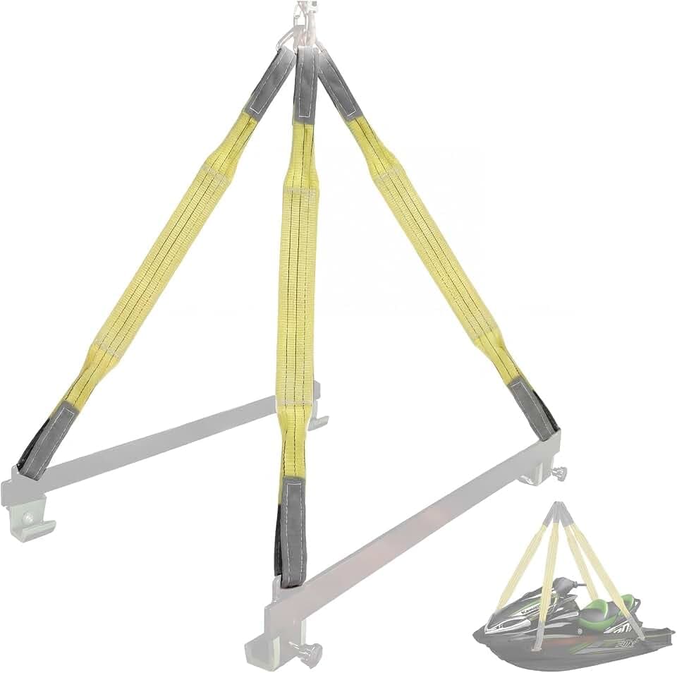 4 Pcs Watercraft Lift Sling 6600 Lbs Flat Lifting Sling 44'' Tow Straps Heavy Duty Boat Hoist Straps Yellow for Personal Life Rafts PWC