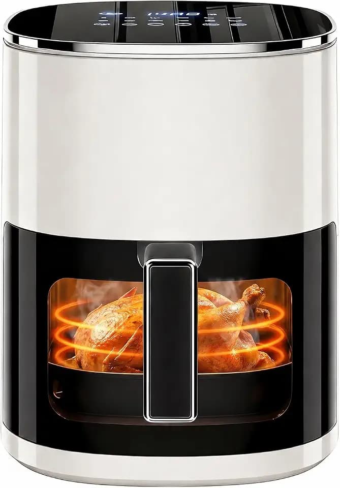 Air Fryer, 6QT Airfryer with Viewing Window, 12-in-1 Digital Air Fryer Oven, 400°F Fast Heating, Nonstick & Dishwasher Safe Square Basket, Air Fry, Roast, Bake, Reheat, Dehydrate for Family Meals