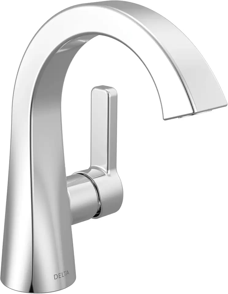 Delta Lineax Chrome Bathroom Faucet 1 Hole, Single Hole Bathroom Sink Faucet for Vanity, Metal Push-Pop Drain Assembly, Chrome 562SH-MPU-DST