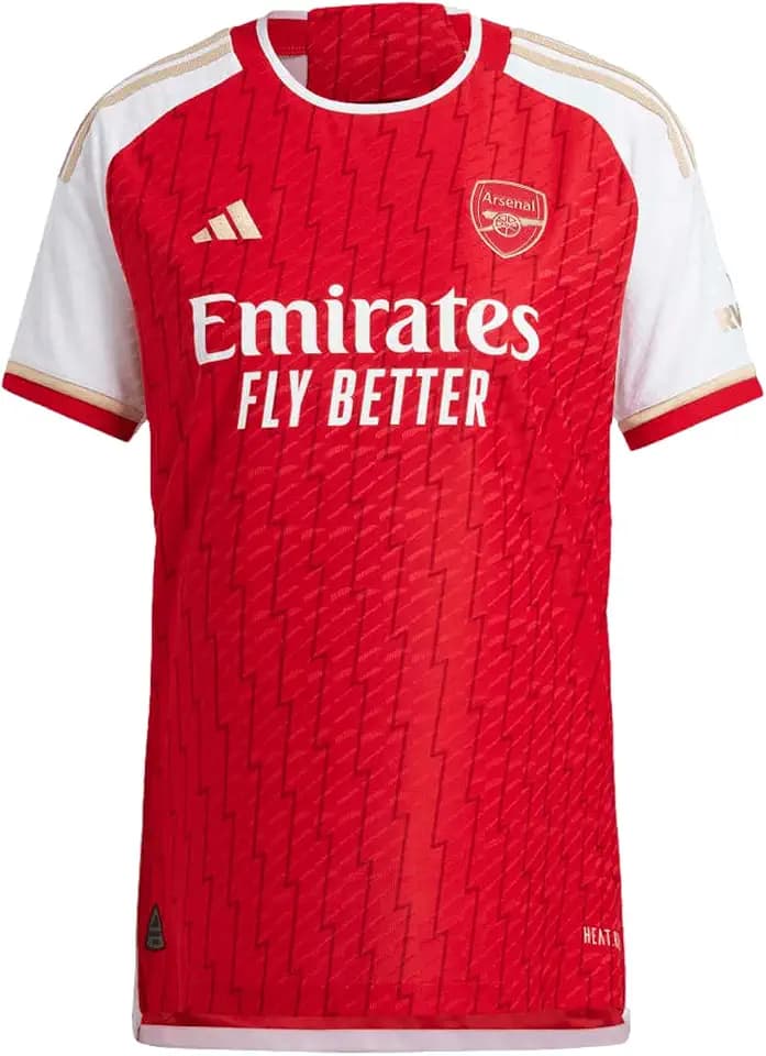 adidas Men's Soccer Arsenal 23/24 Home Jersey - Celebratory Fan Jersey with Lightning Bolts and Gold Details