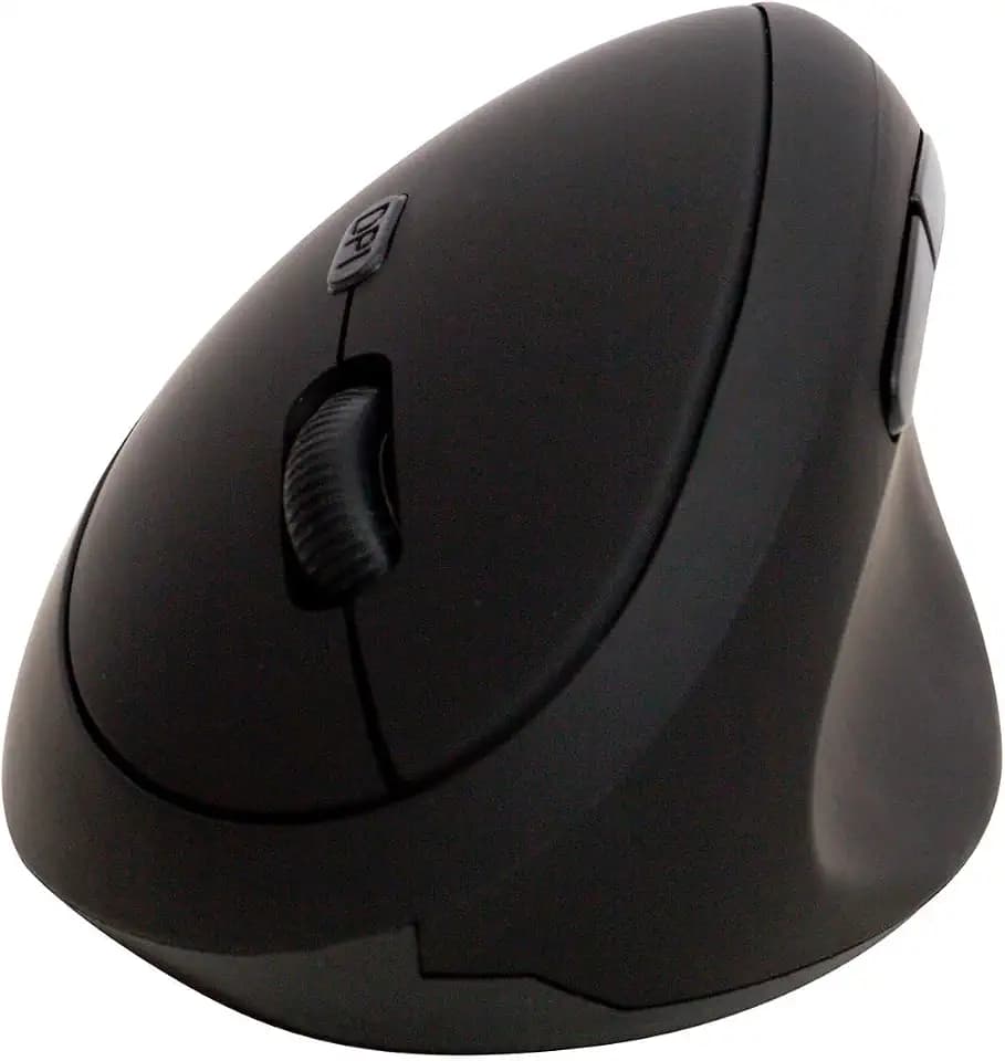 Q-Connect Ergonomische kabellose vertikale Maus/mit 6 Tasten/Batteriebetrieben/für Rechtshänder/PC Laptop/Schwarz/2.4G/Computermaus/Gaming/Wireless/Reichweite 10 m