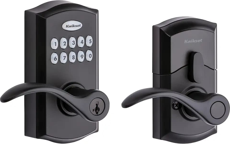 Kwikset 955PML-514S Pembroke Lever Commercial Grade Electronic Smartcode Lever Lock with SmartKey Iron Black Finish