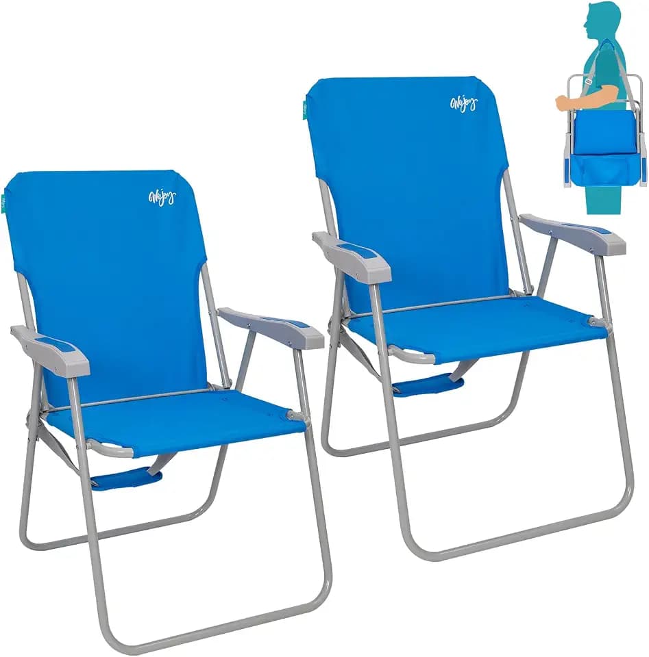 #WEJOY Folding Beach Chairs for Adults, High Back Lightweight for Camp Lawn
