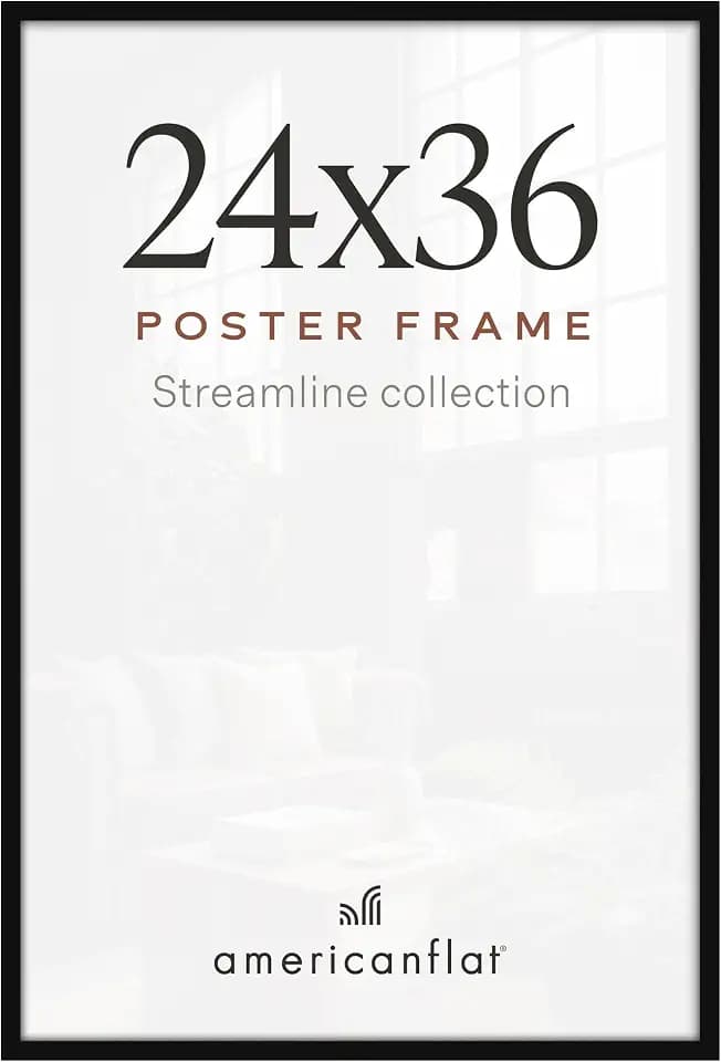 Americanflat 24x36 Poster Frame - Slim Molding - Black