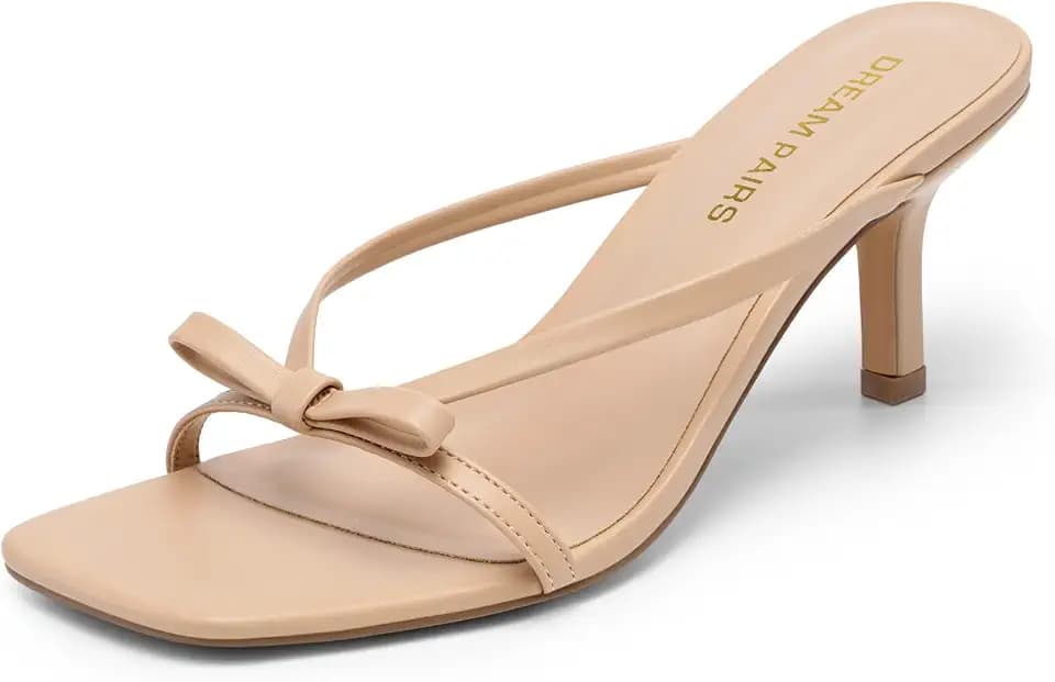 DREAM PAIRS Women’s Comfort Bow Kitten Heel Sandals