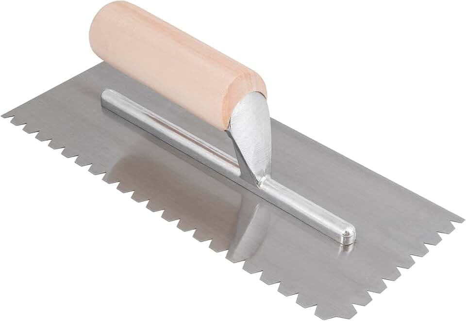 Roberts 1/4" x 1/4" x 1/4" V-Notch Flat Top Wood Flooring Trowel with Wood Handle