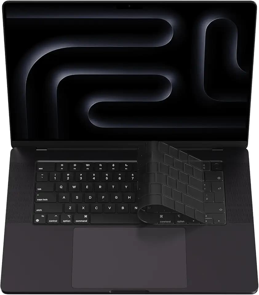 Soonjet Premium ultradünne Tastaturschutzfolie, kompatibel mit MacBook Pro 14/16 (2021–2026, M1/M2/M3/M4/M5 Pro/Max) sowie MacBook Air 13/15 (M2/M3/M4/M5), EU-/UK-Layout- Rauchgrau Transparent