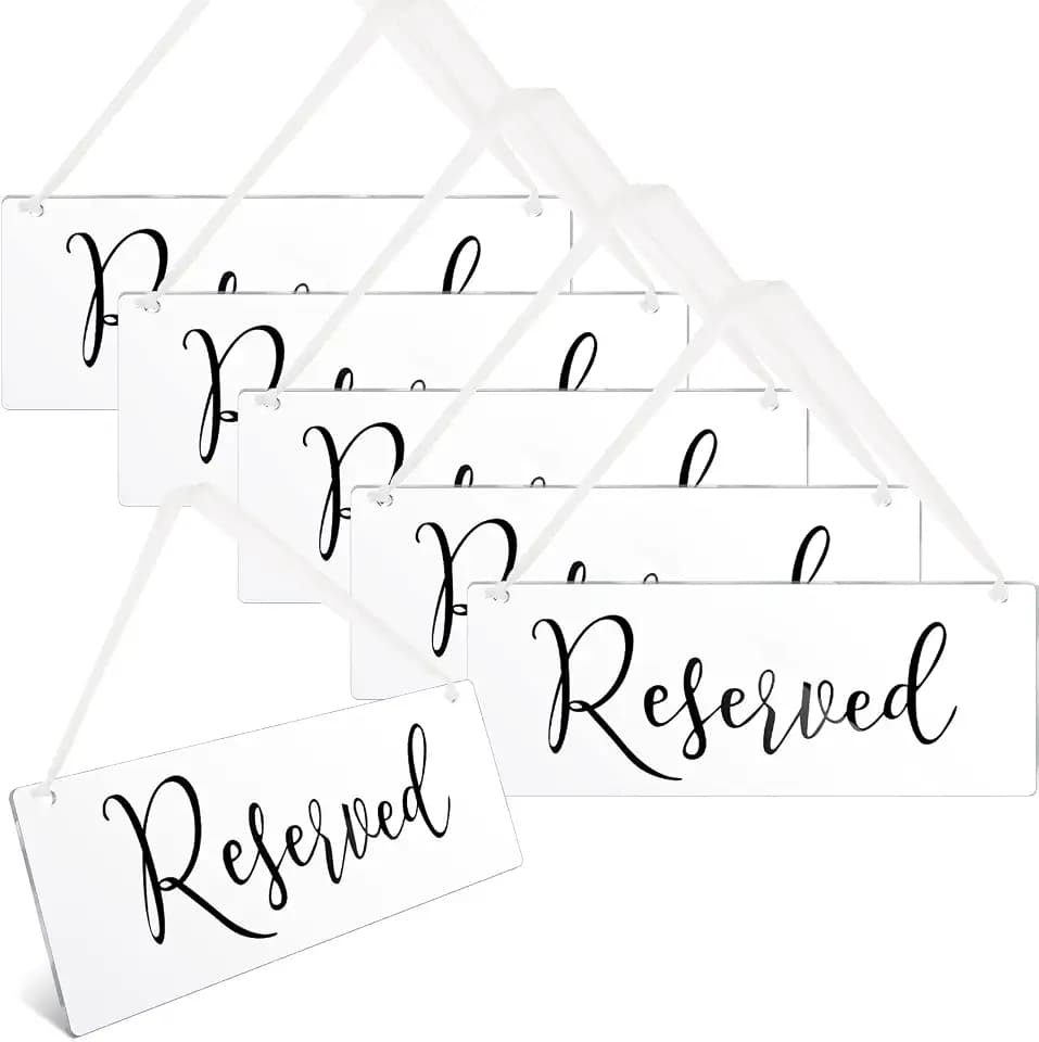 Blulu 6 Pcs Reserved Signs for Wedding Acrylic Chair Tags Pews, Black