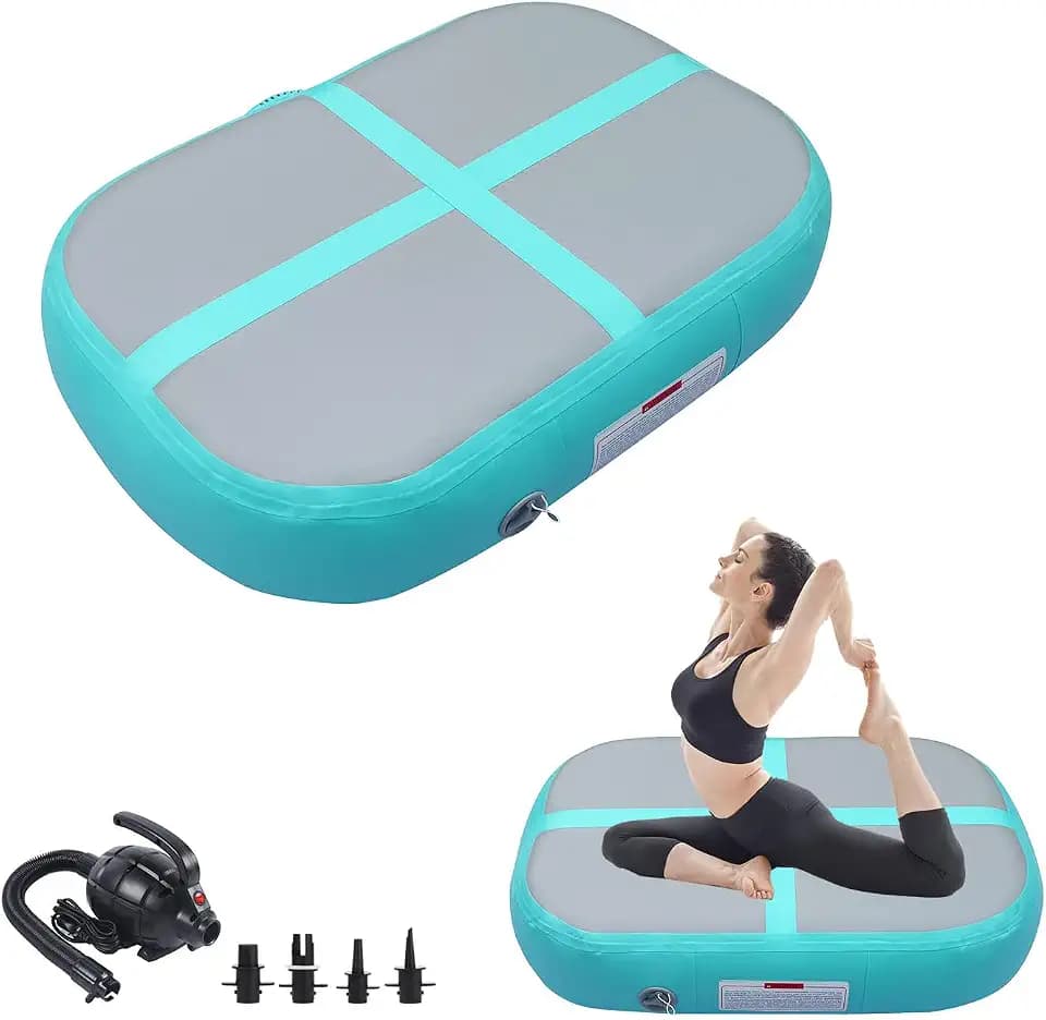 Gymnastics Air Roller Air Barrel Inflatable Tumbling Mat, Tumble Track Backhandspring Mat Gymnastic Equipment with Pump for Yoga Training Cheerleading Home Use