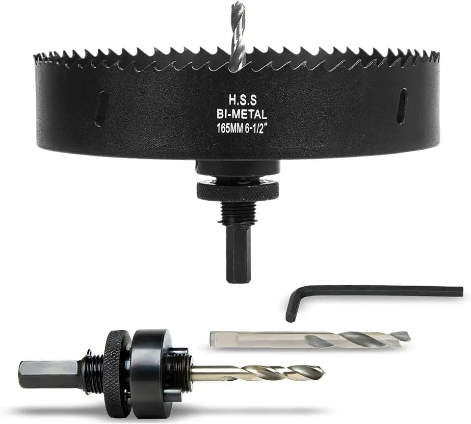 6-1/2 inch Hole Saw for Wood, Metal, Plastic & Drywall, with Arbor