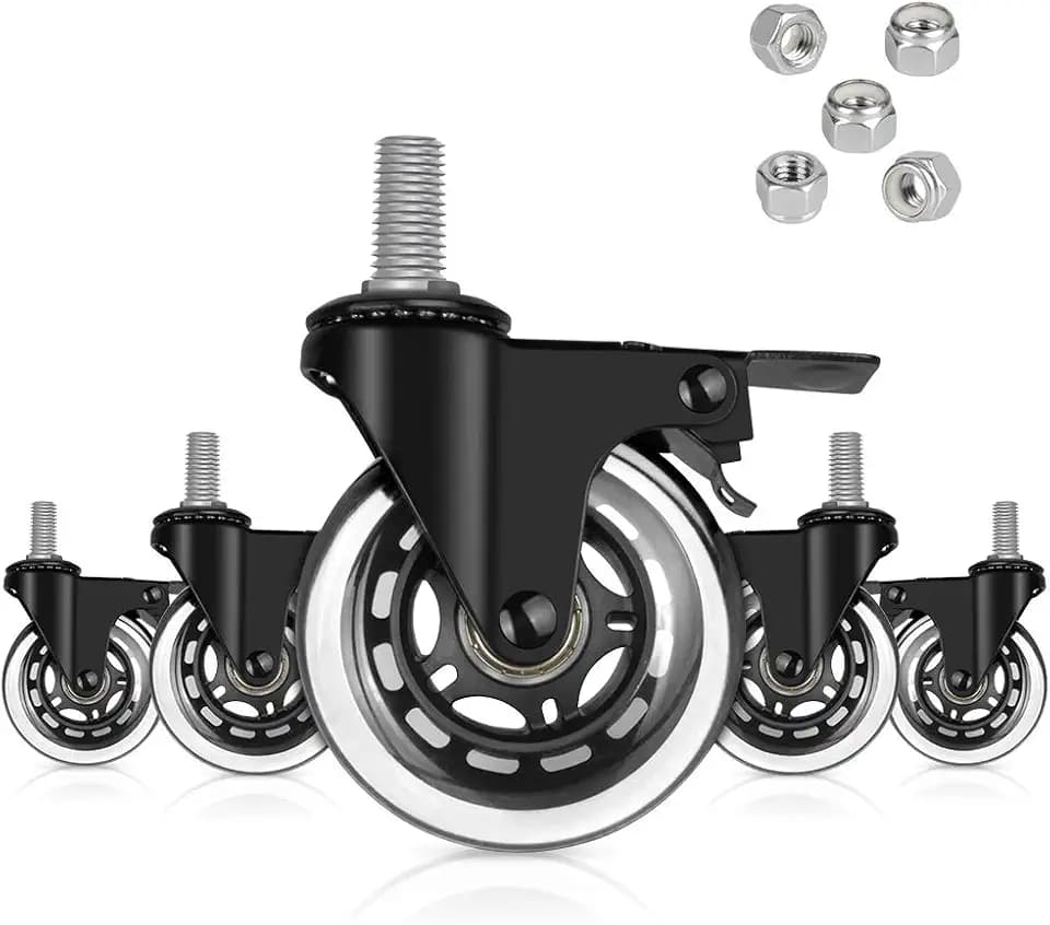 Hirate 3 inch Brake Caster with 3/8"-16UNC Threaded Stem Wheel Replacement