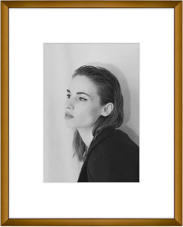Golden State Art 8x10 Bronze Aluminum Frame with White Mat, Real Glass