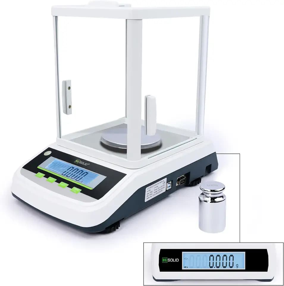 U.S. Solid 1mg Analytical Balance High Precision Digital Lab Scale with 2 LCD Screens, RS232 USB Interface (500gx0.001g)