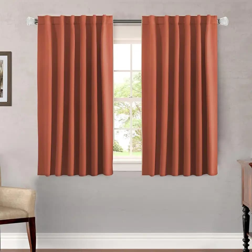 H.VERSAILTEX Blackout Curtains Thermal Insulated Window Treatment Panels Room Darkening Blackout Drapes for Living Room Back Tab/Rod Pocket Bedroom Draperies, 52 x 45 Inch, Orange, 2 Panels