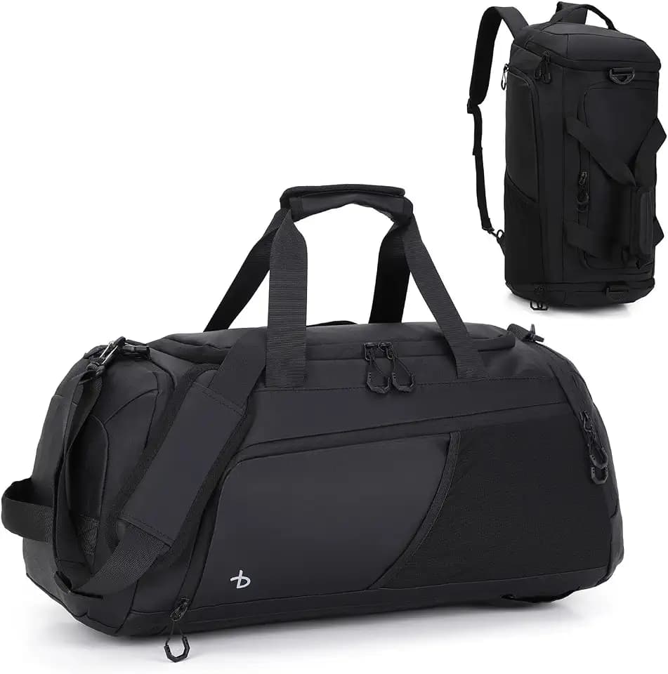 BESMART 2 in 1 Convertible Mens Gym Bag with Shoe Compartment, Heavy Duty Waterproof Travel Duffle Backpack Sports Gym Bag, 10 Pockets for Travel, Outdoor, Fitness