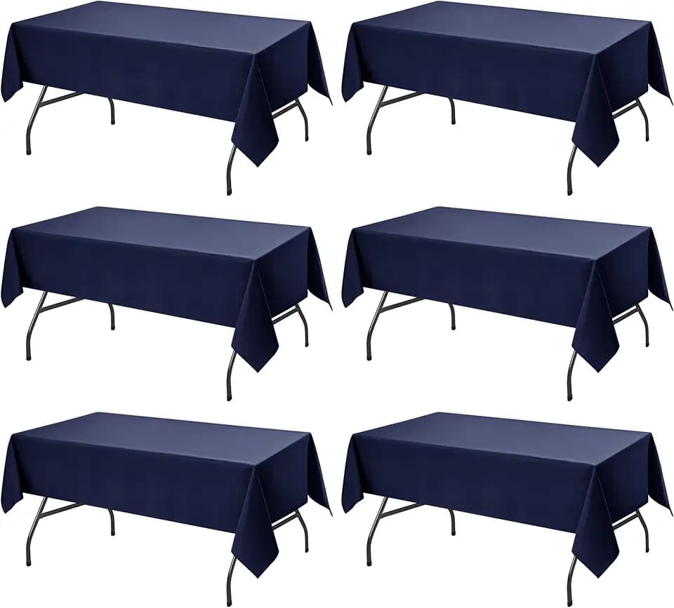 6-Pack Navy Blue Tablecloths for Rectangle Tables, 60 x 102 Inches