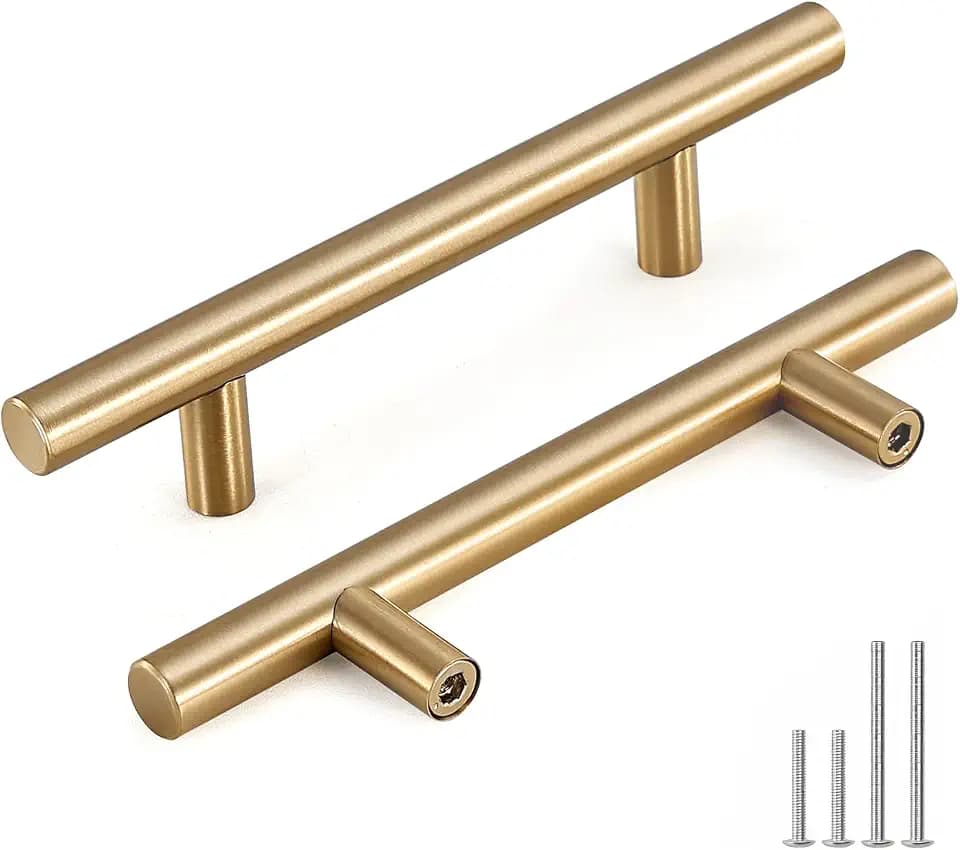 Goldenwarm 15 Pack 3 Inch Champagne Bronze Cabinet Pulls, T-Bar Handles