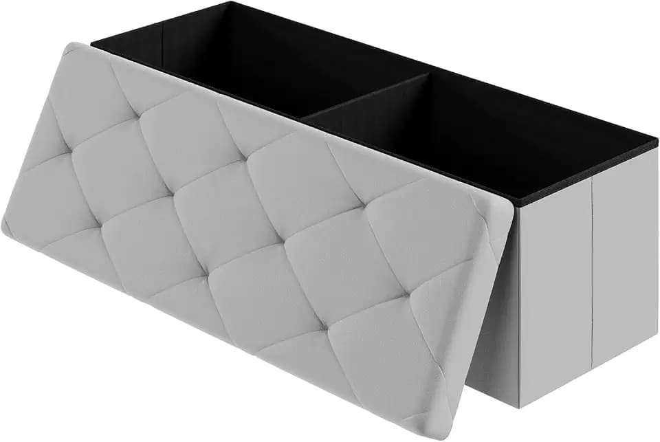 DUMOS 43 Inch Folding Ottoman with Storage Bench, Foot Rest Stool Ottoman