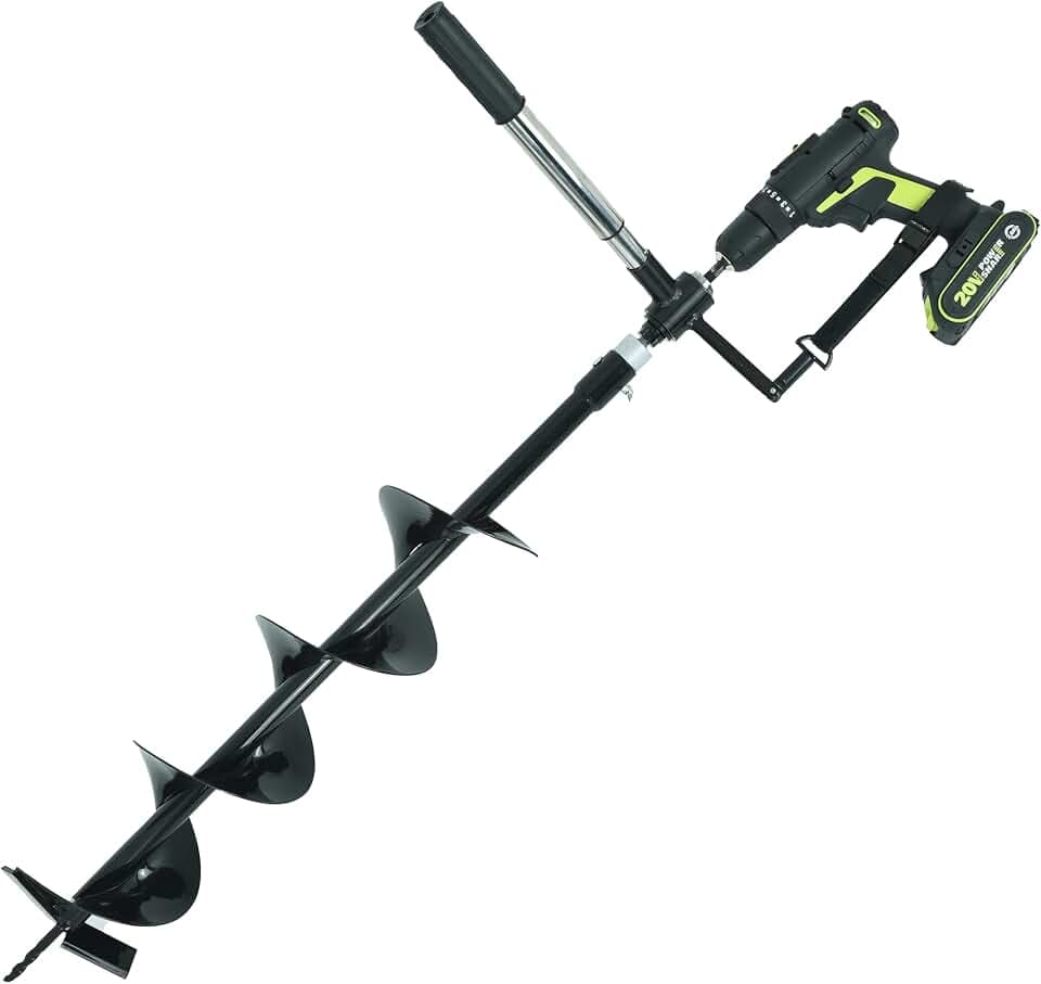 Earth Auger - 6" Wide x 32" Deep - Electric Post Hole Digger - Handles - Hole Digger for Fence Posts