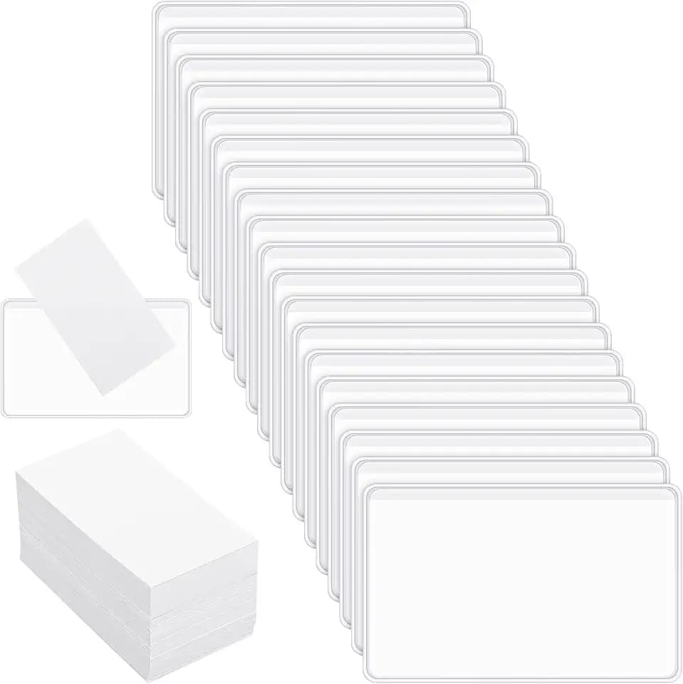 Geyee 100 Pcs Self Adhesive Business Card Holder Pockets, Clear, White
