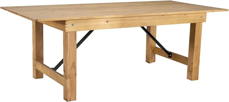 Flash Furniture HERCULES 7' x 40" Rectangular Antique Rustic Solid Pine Folding Farm Table, Light Natural
