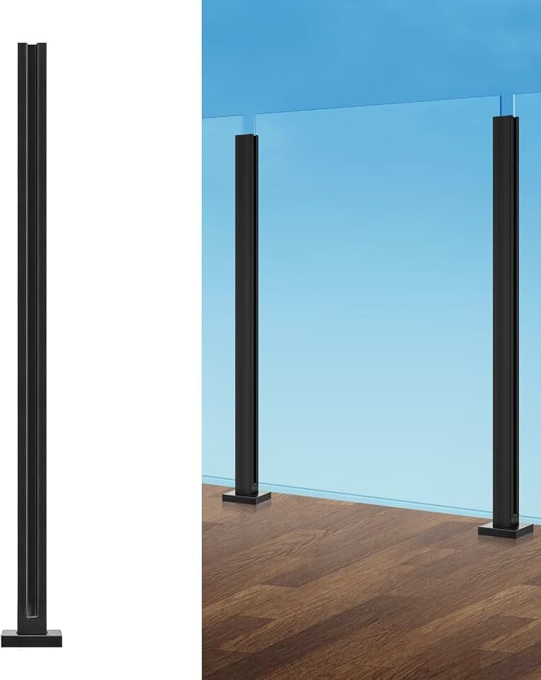 VEVOR 41" Glass Railing Post - Stainless Steel Balustrade Bracket for 3/8"-1/2" Tempered Glass, Deck Balcony Stair