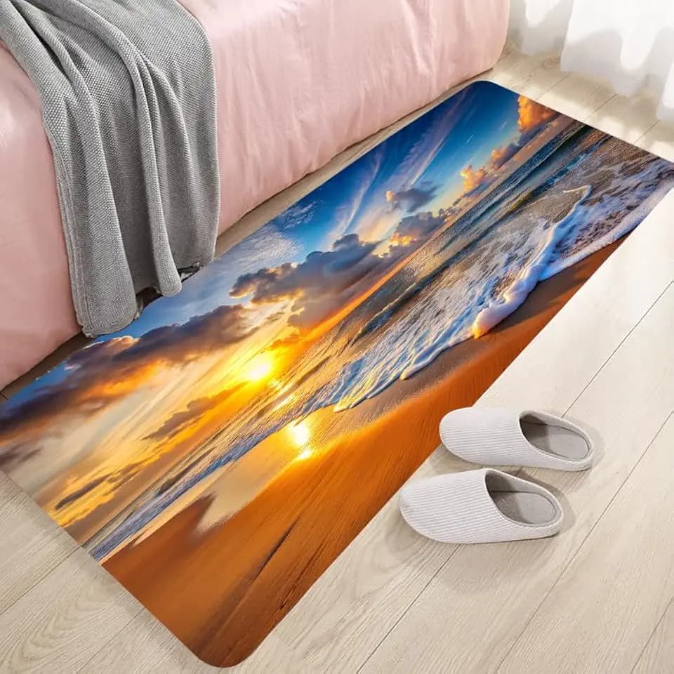 Non Slip Bath Mat Sponge for Bathroom Sunset Beach 47 x 17 in