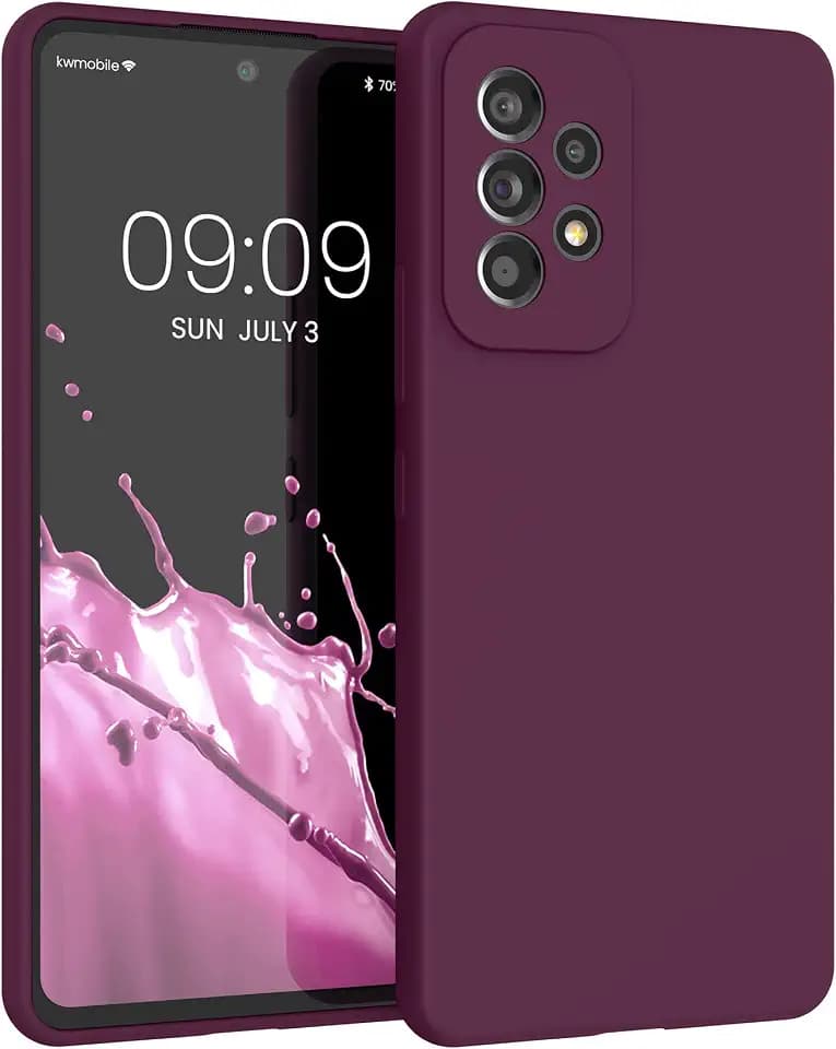 kwmobile Handyhülle für Samsung Galaxy A53 5G Hülle - Case Silikon - Kabelloses Laden - Schutzhülle Cover in Bordeaux Violett