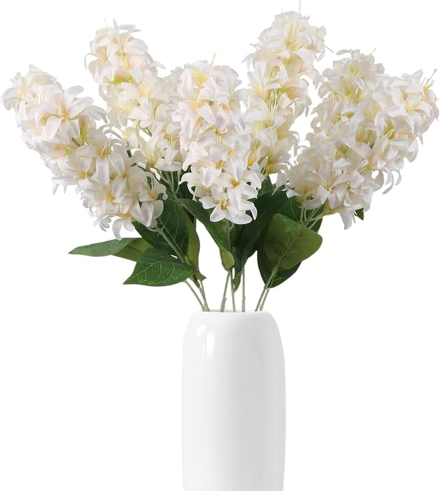 IPOPU 8pcs Hyacinth Artificial Flowers 25.5 in Long Stem Delphinium Flowers Silk Snapdragon Fake Flowers for Table Centerpieces Home Wedding Party Decoration (Champagne)