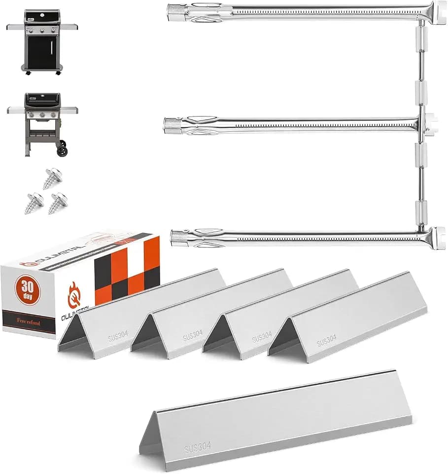 SUS304 Spirit e310 Grill Parts, 69787 Grill Burner and 7636 Flavorizer Bars for Weber Spirit 300 and Spirit II 300 Series, Spirit E310 E320 E330 S310 Grill Parts for 15.3" Flavor Bars,18" Burner Tube