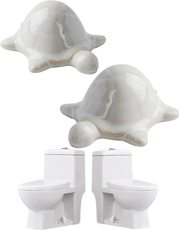 WANSHUNLMI Ceramic White Sea Turtle Toilet Floor Bolt Caps, Easy Installation Toilet Bolt Covers, Universal Fit, Don't Cut Those Bolts, Cute Bathroom Toilet Decor (White Sea Turtle)