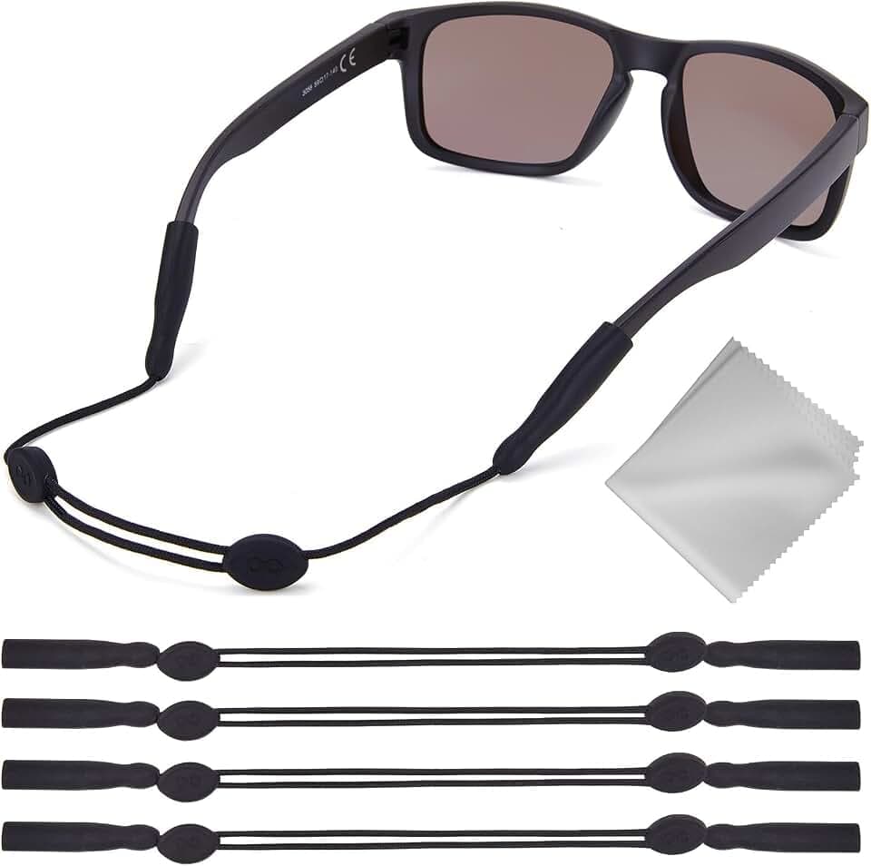 Buyisgle Eye Glasses Holder Strap - No Tail Adjustable Sunglasses Straps Cords for Men Women - Eyeglasses Holders Around Neck - Eyewear String Lanyard Retainer - 4PCS(14in Black