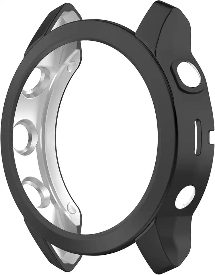 Plating Case für Mann Frauen Kompatibel mit Garmin Fenix 7s, Disscool Soft Anti Drop TPU Schutzhülle Case Cover für Garmin Fenix 7s Solar Plating Schwarz