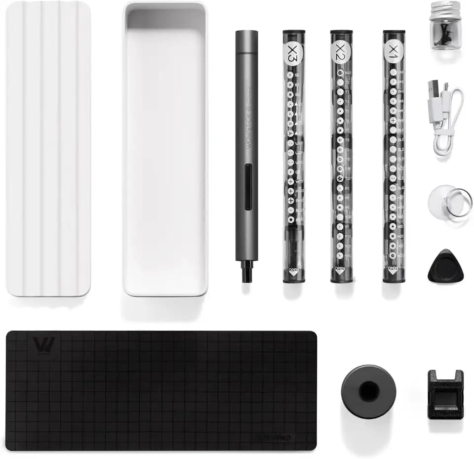 wowstick Lithium Precision Screwdriver wowstick 1F+ With LED Light And Magnetic Mat, Electric Screwdriver Rechargeable Repair Tool kits Including 56 Bits Extend Bar For Most Electronics Devices