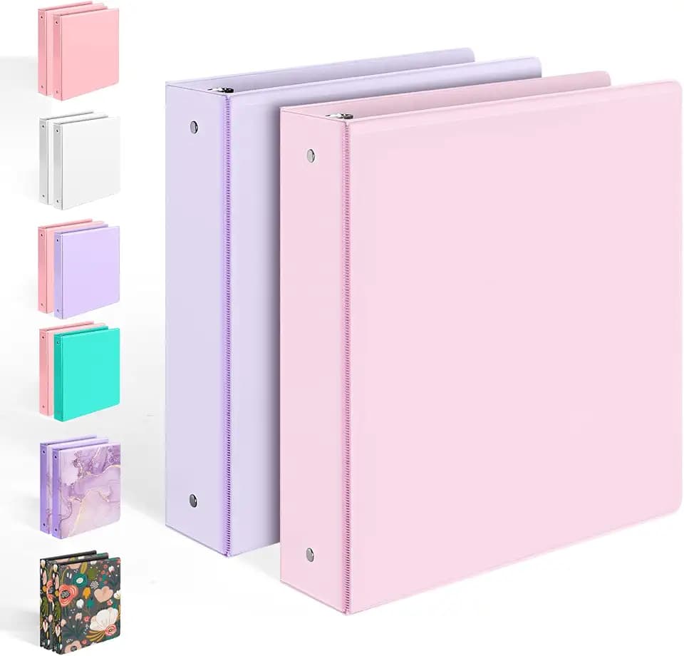 Sooez 2 Pack BinderX Extra Durable 3 Ring Binder, 2 Inch Binder Round Rings