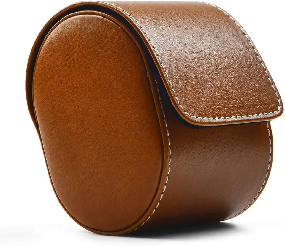 Oirlv Luxury Leather Watch Storage Box Travel Single Watch Case Watch Gift Box for Christmas Anniversary Birthday(Brown)