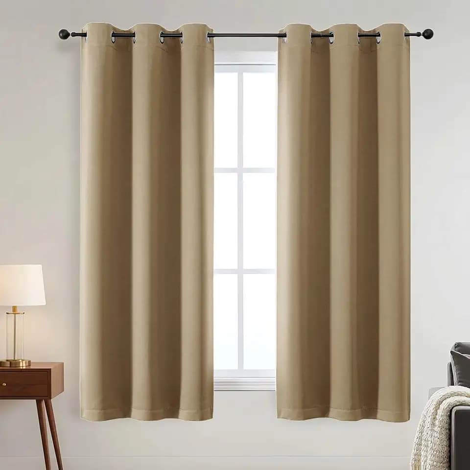 Blackout Curtains 63 Inch Length - Solid Thick Soft Fabric Thermal Insulated Grommet Blackout Curtains for Bedroom Dining Room, 2 Panels, Taupe, 2x40Wx63L Inches