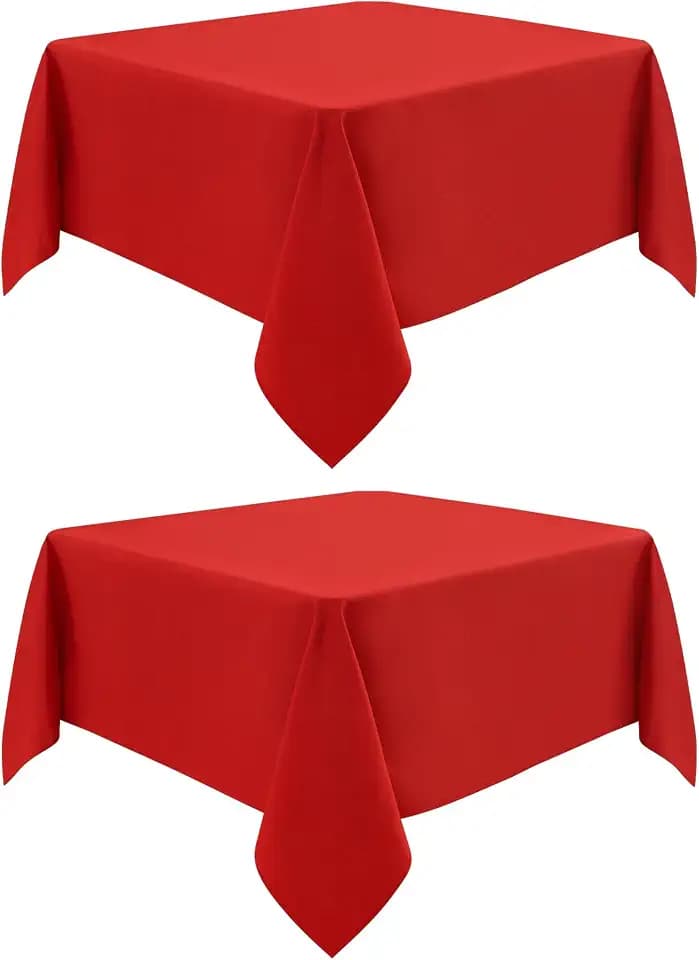 2 Pack 48X48 Inch Square Table Cloth Red Tablecloth