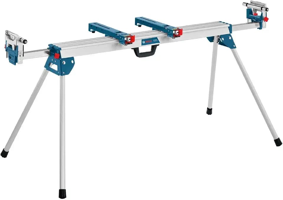 Bosch Professional Arbeitstisch für Kapp- und Gehrungssägen GTA 3800 (1.578 mm Länge, 824 mm Höhe, Gewicht 22,3 kg, inkl. Maschinenhalter, Schraubschlüssel, Werkstückauflagen)