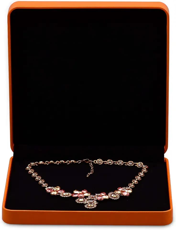 Oirlv Leather Big Necklace Box for Storage and Gifts,Leather,Orange