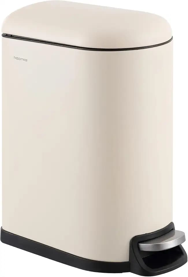 happimess Roland Mini 2.6 Gal Step Trash Can Soft-Close, Limestone Beige