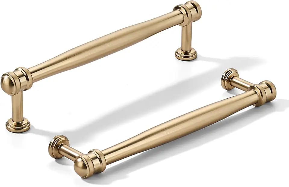 khtumeware 10 Pack 6inch(152mm) Hole Center Champagne Bronze Cabinet pulls Honey Bronze Solid Heavy-Duty Tradition Kitchen Cabinet Handle Cabinet Hardware for Dressing Table Bathroom Pull