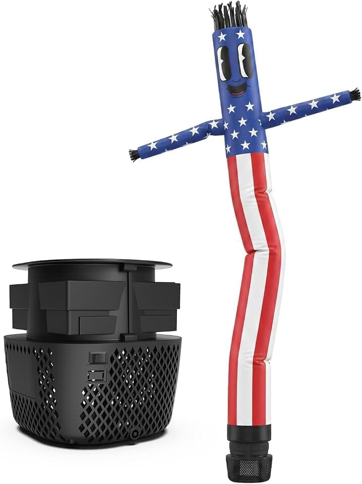 7 FT Inflatable Tube Man with Blower: Patriotic Inflatable Dancing Man for July 4th Yard Decor, Store Grand Opening, Indoor & Outdoor Holiday Party Celebrations (Red)