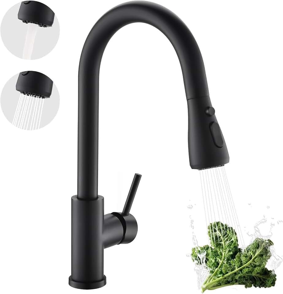 Kicimpro Kitchen Faucet with Pull Down sparyer,Leak Proof, Matte Black