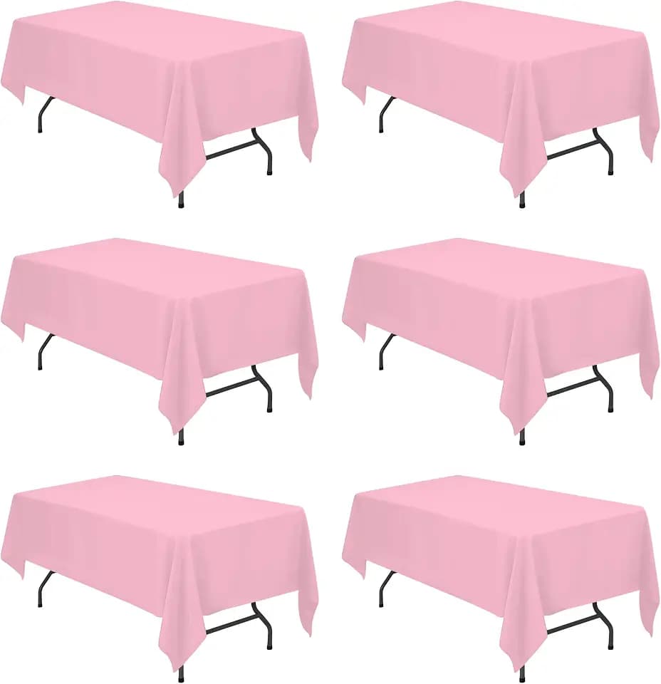 BRILLMAX 6 Pack Pink Tablecloths 60x102 Inch for 6ft Rectangle Tables