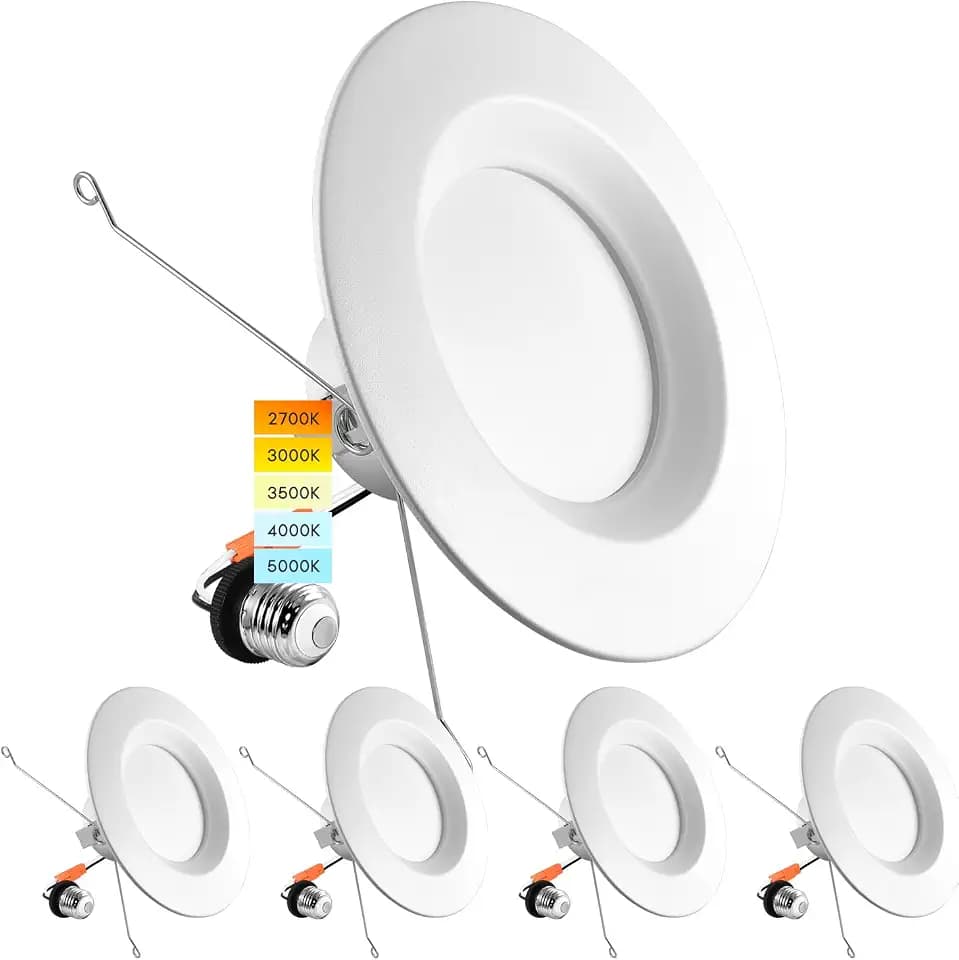 LUXRITE 5/6 Inch LED Recessed Retrofit Downlight, 14W=90W, 1100 LM (4 Pack)