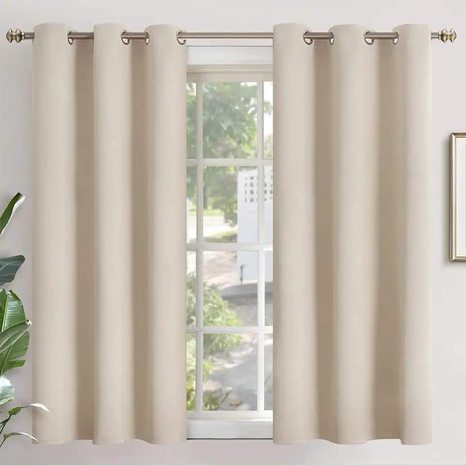 YoungsTex Blackout Curtains for Bedroom 54 Inches Length - Grommmet Room Darkening Thermal Insulated Window Drapes for Basement Kids Living Room, Champagne, 2 Panels, 42 x 54 Inch