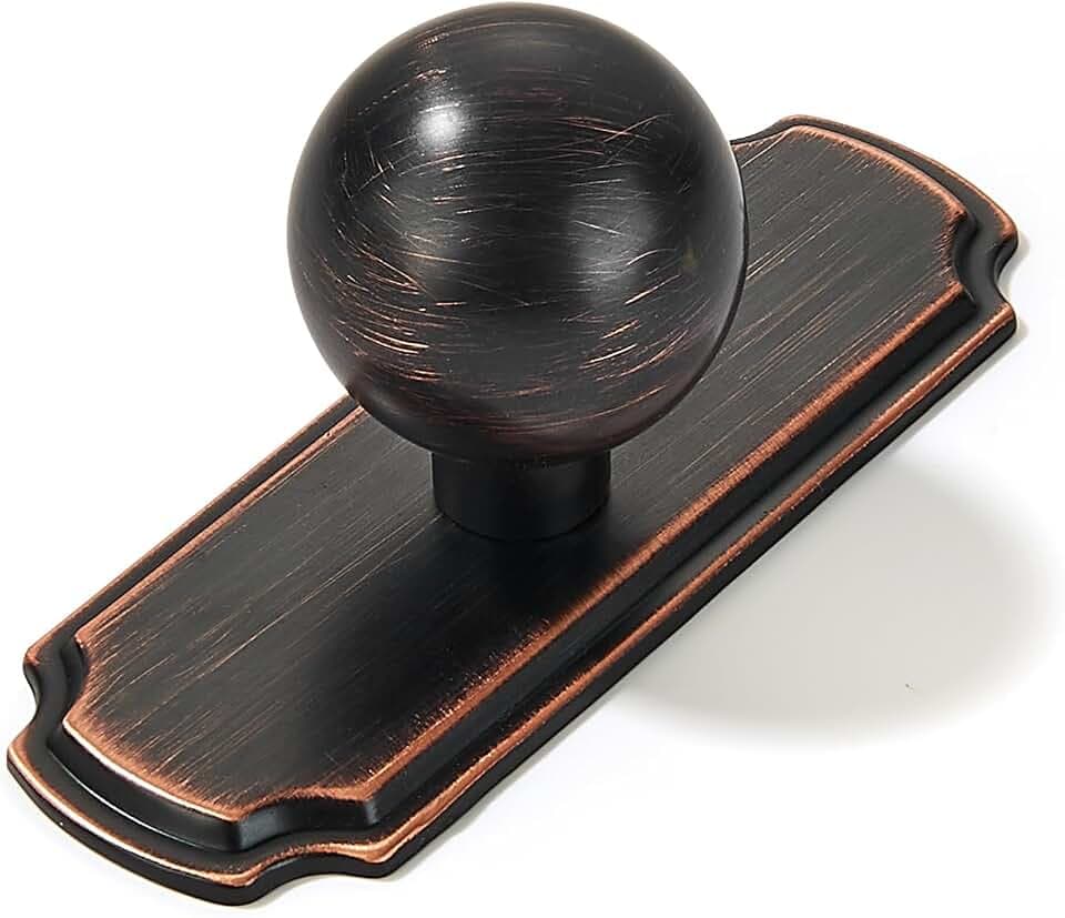 khtumeware 10-Pack Heavy Duty Solid Backplate for Cabinet Knobs Oil Rubbed Bronze Drawer Knobs with Backplate Suitable for Dresser and Kitchen Cabinet Hardware.