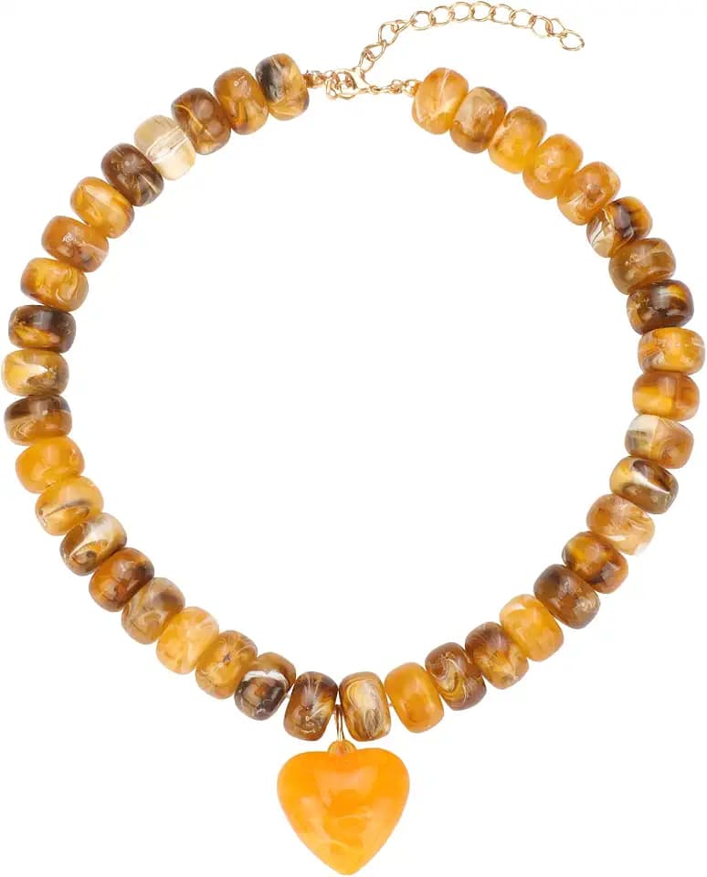 Chunky Heart Colorful Beaded Statement Chokers Necklace